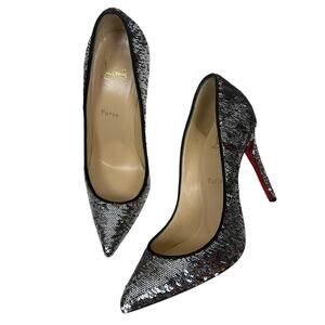 Christian Louboutin Pigalle Follies 100 Sequin Pointed Toe High Heel Pumps 39